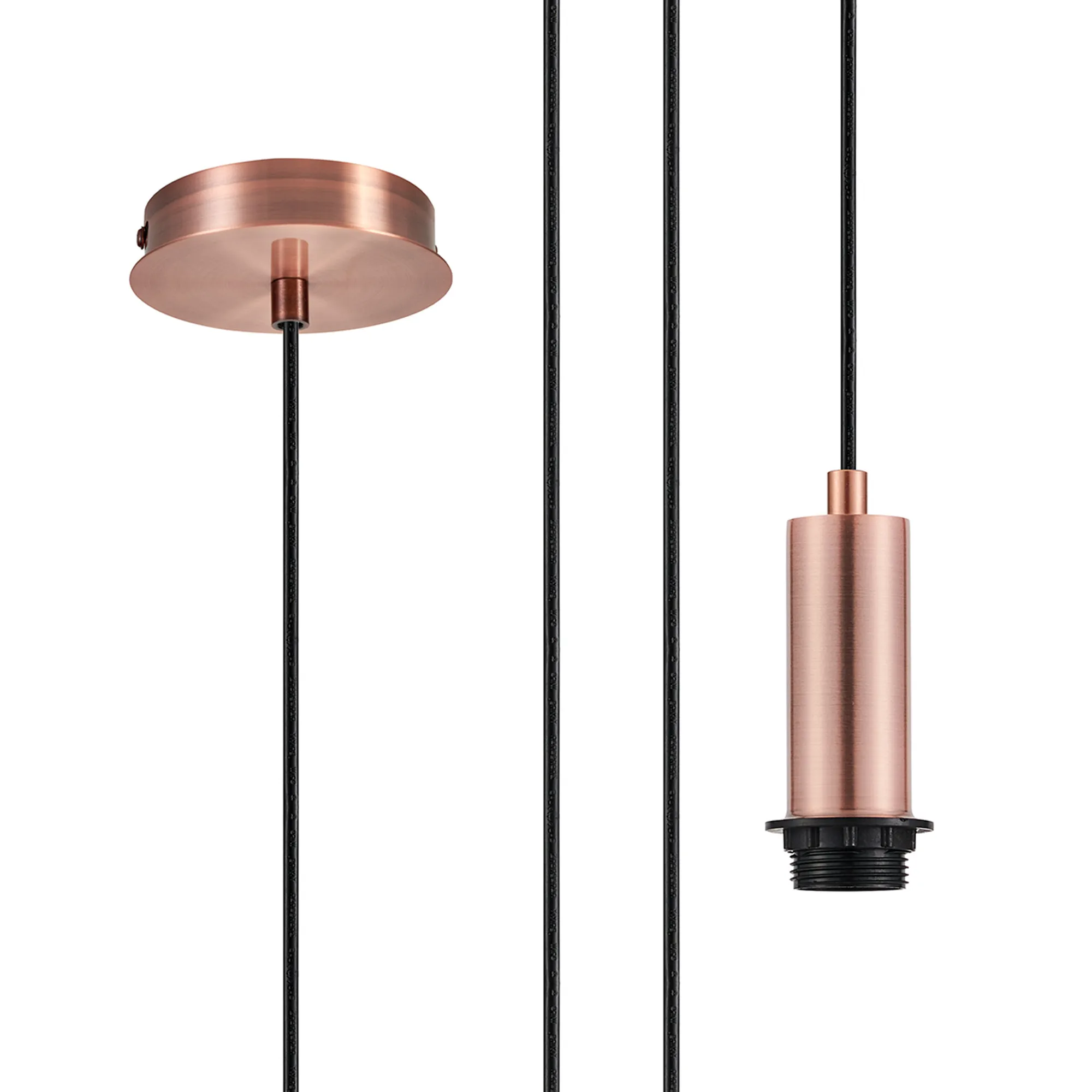 D1053AC  Wick 10cm Body, 5m Single Pendant (FRAME ONLY), 1 x E27, Antique Copper